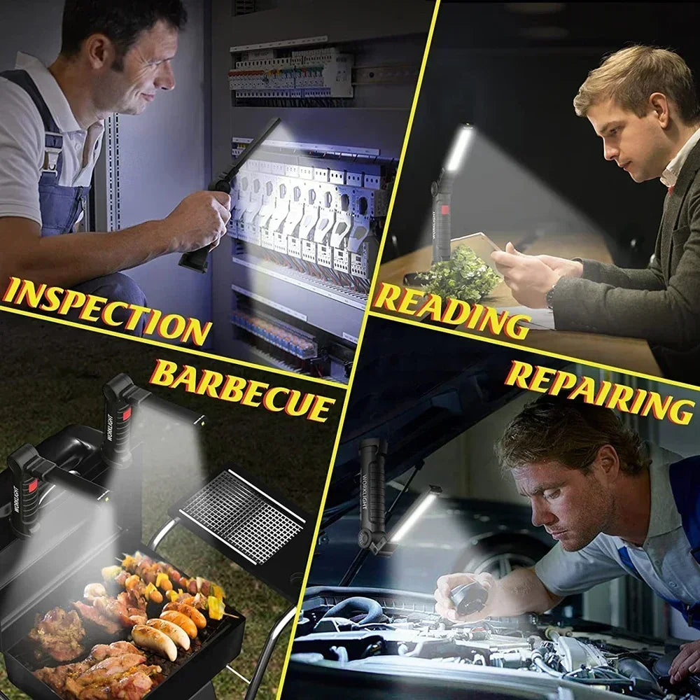 1pc COB LED Work Light Dimmable USB Rechargeable LED Flashlight Inspection Lamp With Magnet&Hook 14500/18650 Battery Torch light