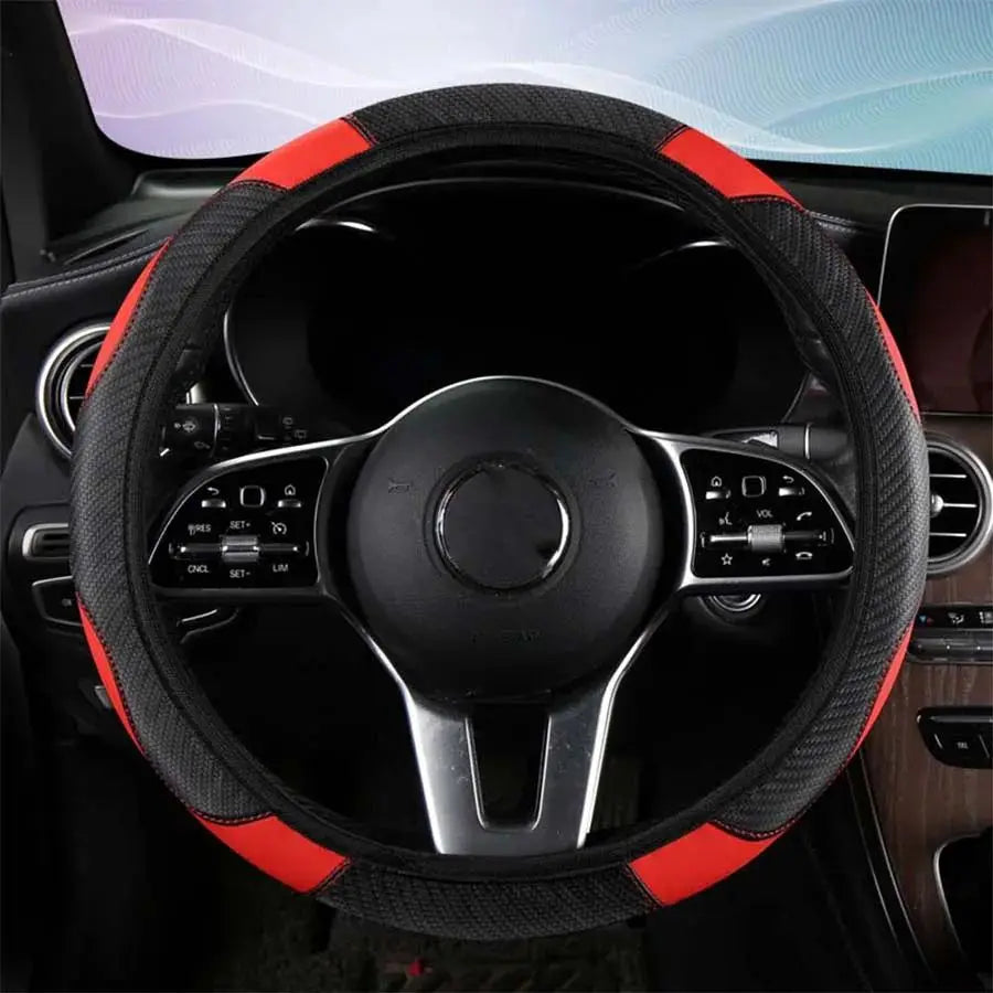 1 Piece of Car Steering Wheel Cover Accessory, Breathable and Anti Slip PU Leather Steering Wheel Cover, Suitable for 37-38cm Se